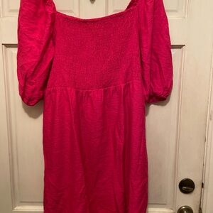 Vibrant Fuchsia Puff Sleeve Dress